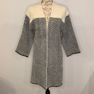 Dex eyelash herringbone open cardigan sweater S